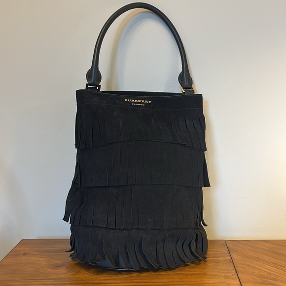 Burberry black suede bag large with fringes authentic - Picture 4 of 10